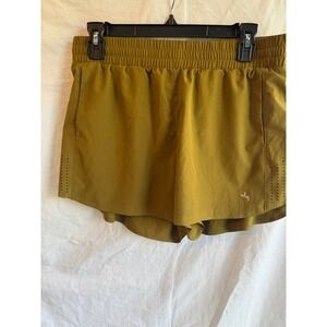 JoyLab Mens Mustard Yellow Athletic Running Shorts Medium Lined Pockets Gym